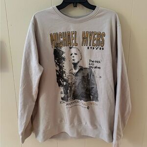 Michael Myers Graphic Men's Crewneck Sweater - Beige